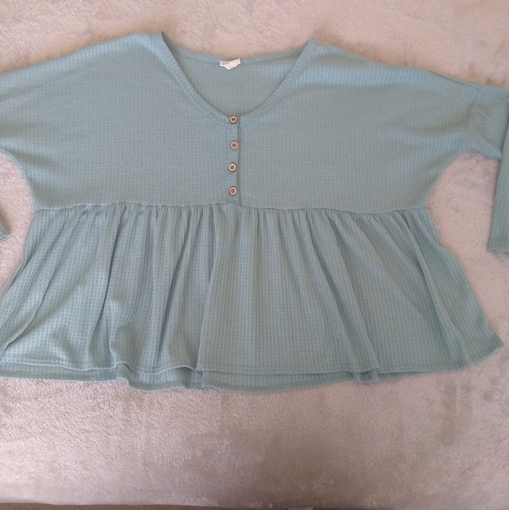 Blue peplum blouse